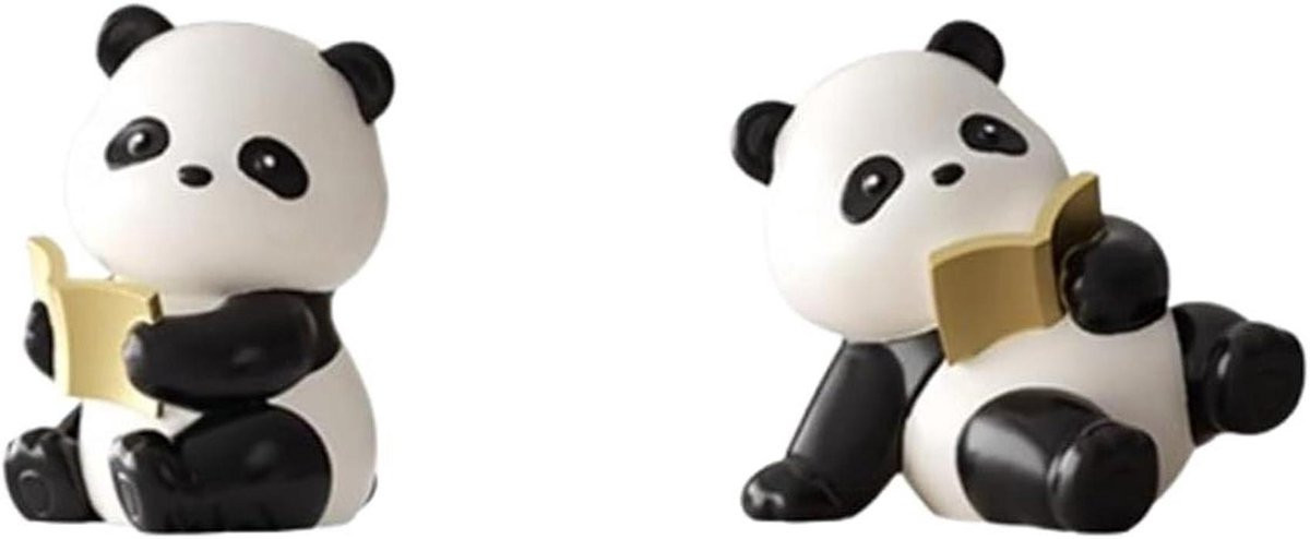 Panda Boekensteunen - Decoratieve Boekenstandaards - Set van 2 - Zwart Wit