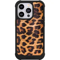Nivocase Hülle für Apple iPhone 14 Pro Stossfeste Handyhülle NIVOmax Case Schwarz Animalprint Fell Leopard (Apple iPhone 14 Pro), Smartphone Hülle, Schwarz