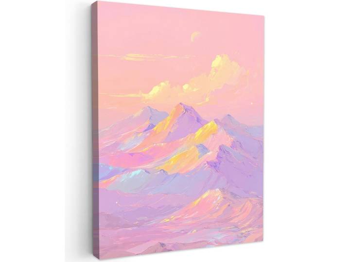 LEINWANDBILD Berggipfel - Wolken - Verträumt Wandbild Wohnzimmer 60x80 cm