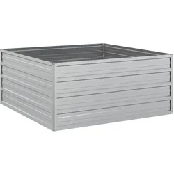 Helloshop26 - Hochbeet für Pflanzen Blumen Terrasse Garten 100 x 100 x 45 cm verzinkter Stahl silber 02_0039293