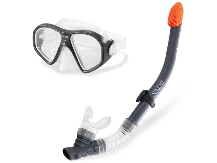 Taucherbrille und Schnorchel, Tauch-Set, schwarz-weiss