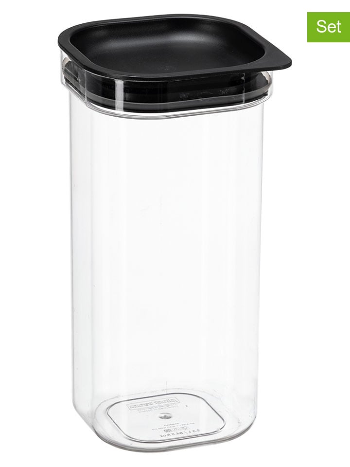 Plast Team 5er-Set: Vorratsdosen "Hamburg" in Schwarz/ Transparent - 2,5 l - onesize
