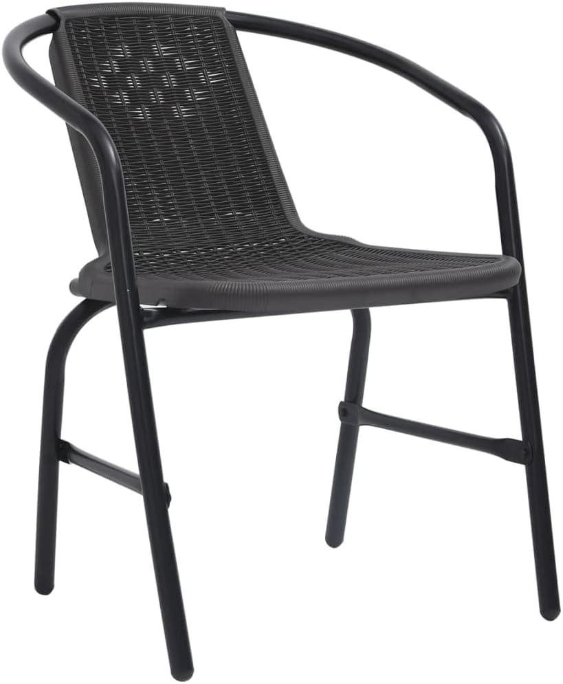 4er-Set Gartenstühle in Rattan-Optik aus Kunststoff und Stahl, stapelbare Terrassenstühle mit einer Belastbarkeit von bis zu 110 kg für Mahlzeiten und Erholung im Freien