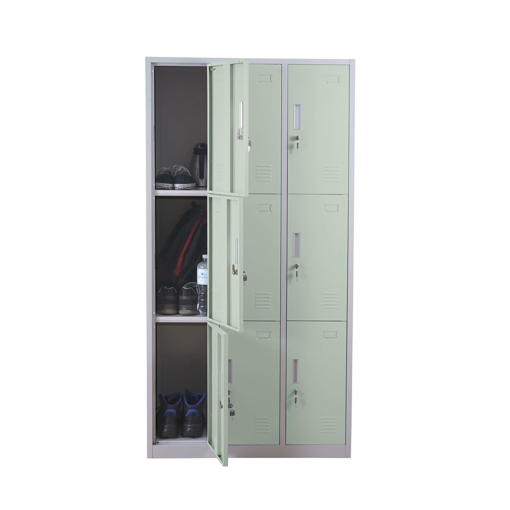 Schließfach Preston T829, Schließfachschrank Wertfachschrank Spind, Metall 9 Fächer ~ grün