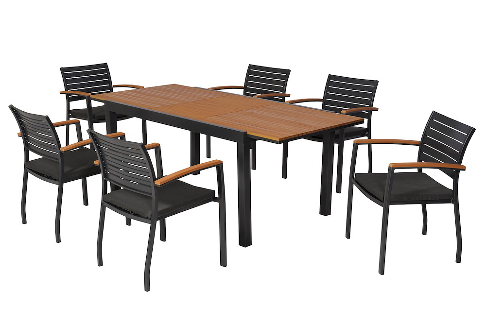 MERXXHANDELS Astros Set 13tlg Alu/Kunstst. Ausziehtisch 150 (200) x 90 cm 16909268