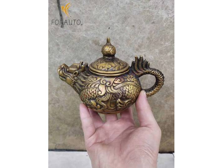 Pot à vin tête de Dragon en cuivre pur, mascottes de décorations artisanales à l'ancienne