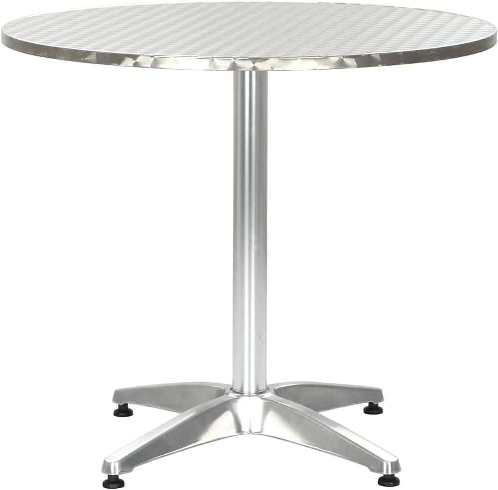 Dom-Outdoor Haus-Outdoor-Tisch für den Außenbereich, Gartentisch aus Aluminium in Silber, 80x70 cm