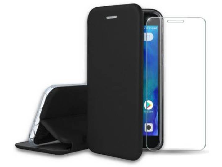 Ibroz - Pack Xiaomi Redmi Go Etui Cuir Noir