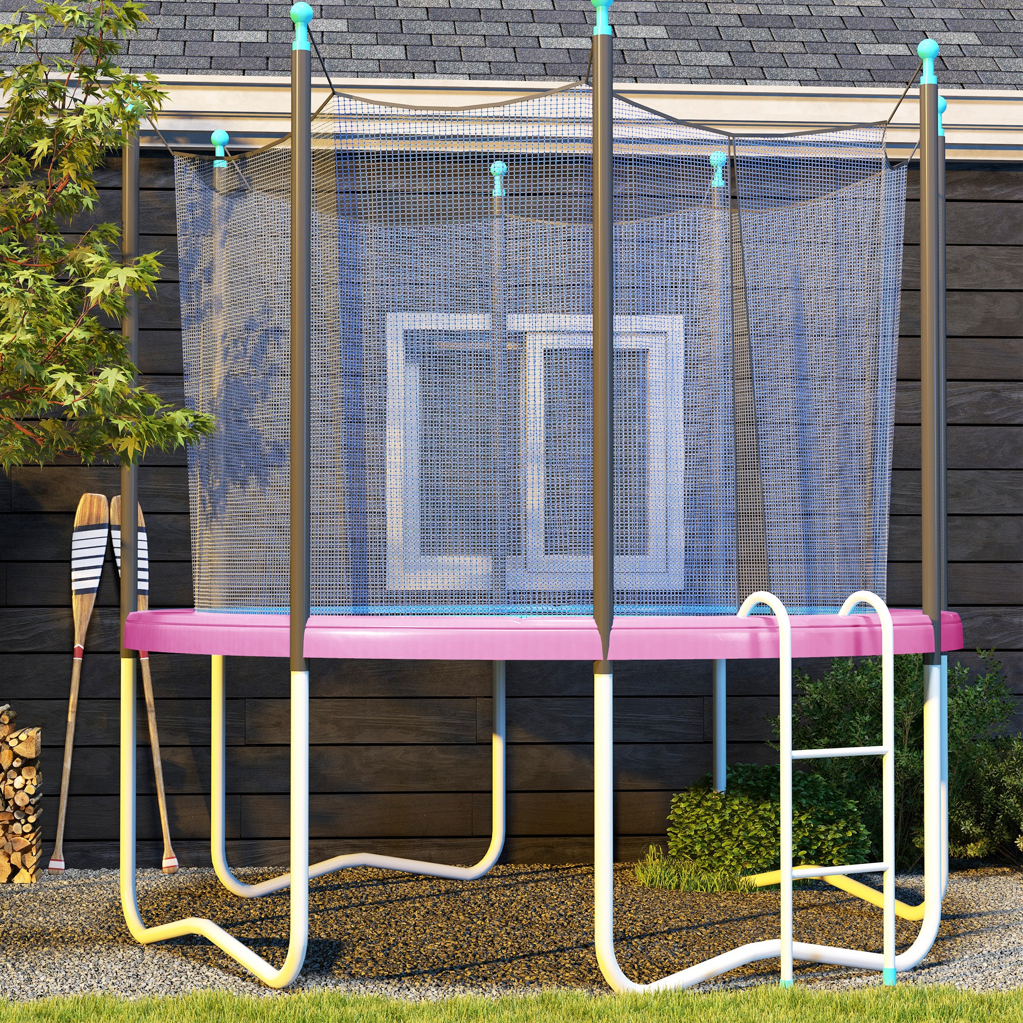 Sportnow Copertura di ricambio per bordo trampolino, impermeabile, resistente allo strappo, Ø366 cm, Rosa   Aosom Italy
