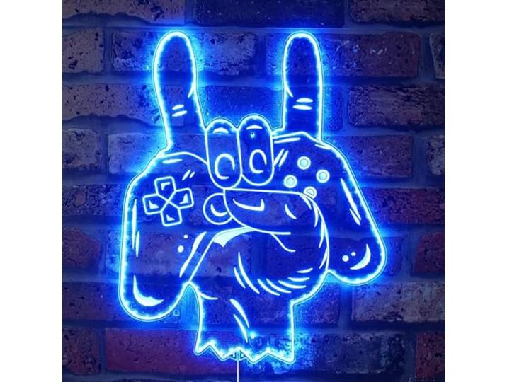 ADVPRO Game Room Gamepad Konsole Rock n Roll Hand RGB Dynamic Glam LED-Schild – Schnittform – intelligente 3D-Wanddekoration – mehrfarbige dynamische Beschilderung st06s66-fnd-i0030-c
