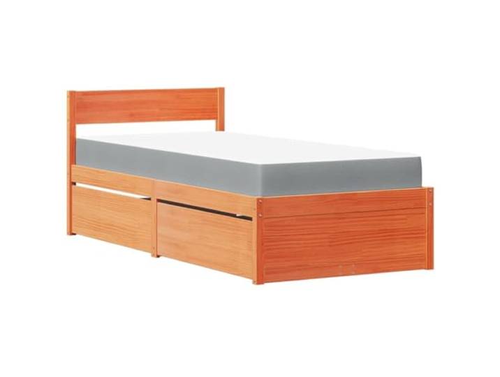 Makastle Bett mit Schubladen Wachsbraun 100x200 Kiefernholz Mit Matratze