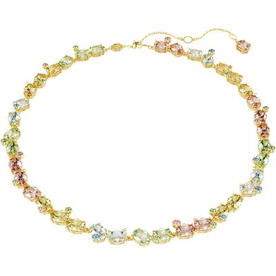 Collier SWAROVSKI "Schmuck Geschenk Gema Tennis Halskette", gold (gelbgoldfarben, rosa, gelb, grün, blau), Halsketten, Damen, Metall, L: 45 B: 9mm, Collier, mit Swarovski Kristall, B:9mm