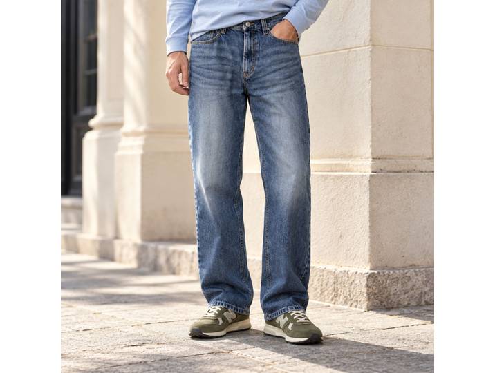 SEMIR Men's loose straight leg jeans Denim medium blue 27