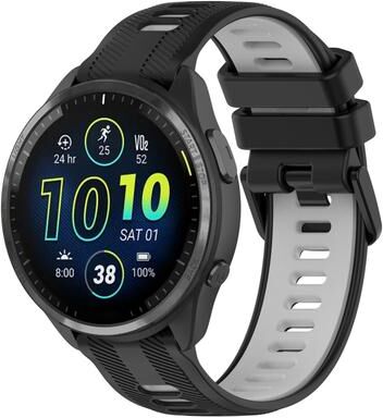 Everyday Crate Garmin Forerunner 965 Silicone Watch Band Two Color Replacement Strap For Garmin Smartwatches black+grey