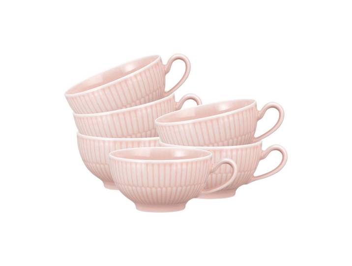 Seltmann Weiden Teetassen Amina Rosé 0,22 l 6er Set, Rosa, Keramik, Rund, Geschirr, Tassen, Teetassen