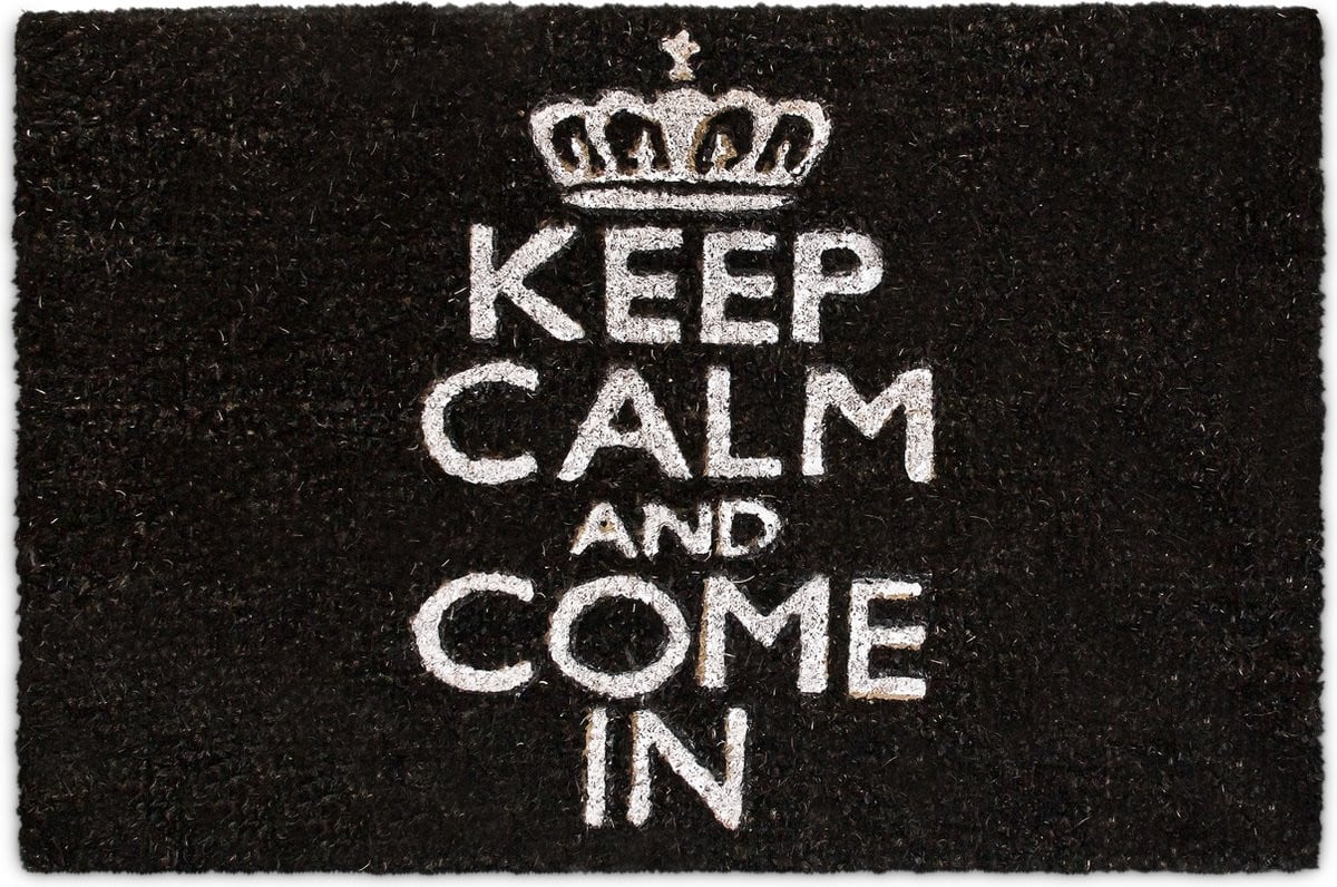 Deurmat Kokos KEEP CALM met antislip - Zwart - 40 x 60 cm - Binnen en buiten