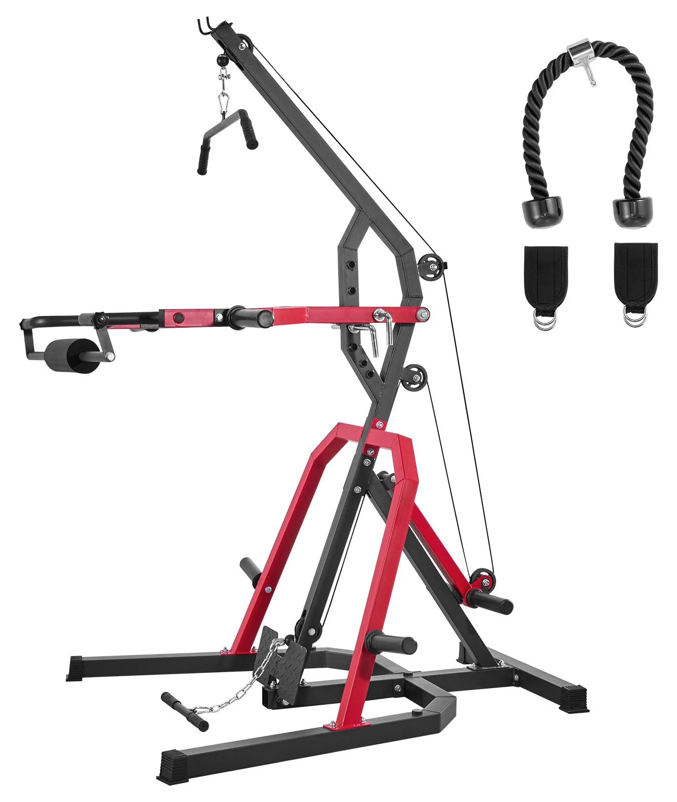Corner Leverage Gym Heim-Fitnessgerät mit 2:1-Verhältnis LAT Low Row System, Krafttrainingsgerät für Kniebeugen Kreuzheben Bankdrücken Bizepscurls, verstellbare Ganzkörper-Trainingsstation