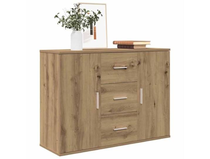 KTHLBRH Anrichte Eiche Handwerk 90 x 29,5 x 65 cm Praktische Türen, großer Stauraum, Ausstellungsfläche, Spanplatte und Metall