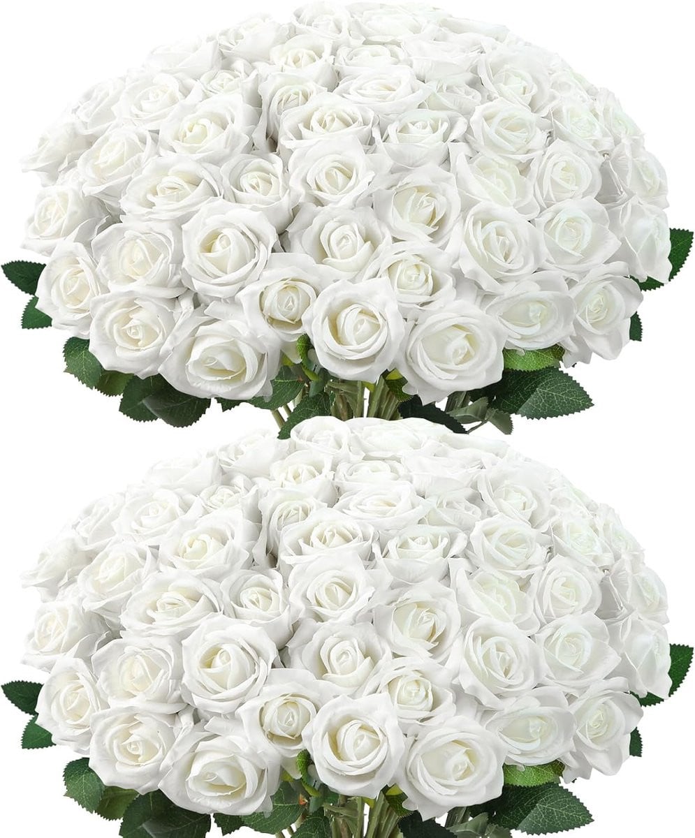 55 stuks Kunstmatige Witte Rozen voor Woondecoratie en Bruiloften