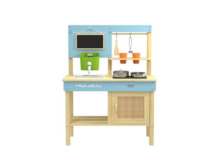 Classic World Spielküche Classic World – Kinderküche Outdoor - 69,8x30x90 cm – 3Y+ Schichtholz, Teebaumholz, Buchenholz, aus Holz