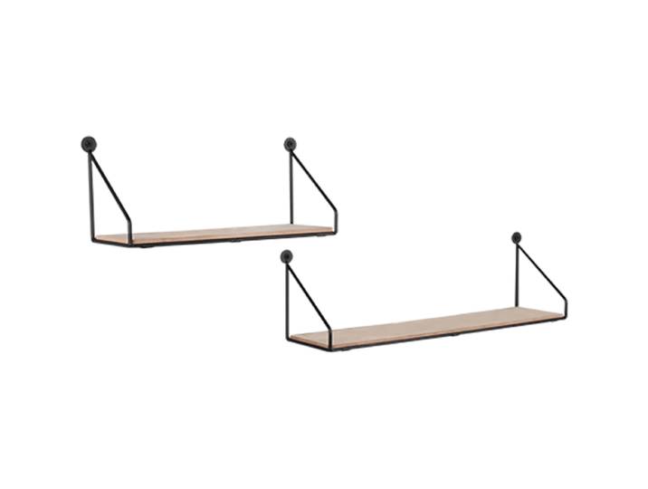 Wandrek - Wandplanken - Livion Brinta - 2-delig - Zwart - Metaal - Hout