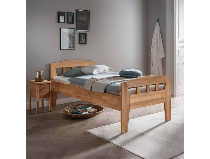 Bett Davos Komfort Wildeiche Massivholz 90x200cm höhenverstellbar