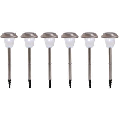LED Gartenleuchte NÄVE "Gustav", silber (silberfarben), H:39cm Ø:10,5cm, Leuchten, LED Gartenleuchte, 6er-Set LED Außenleuchte mit Erdspieß