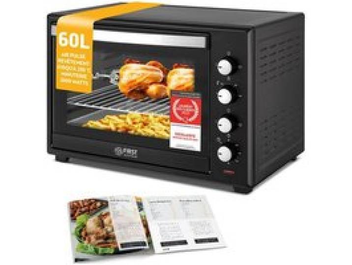 Mini Four Électrique 60L 2000W Revêtement Premium-X Four convection 100-230°C Minuteur 60 Min Double Vitrage