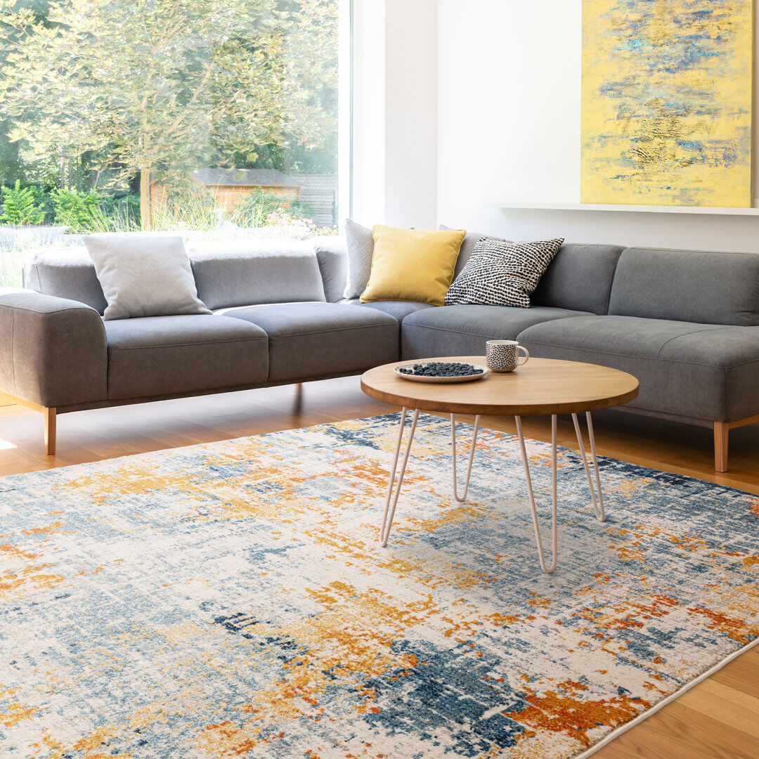 Borough Wharf Glosco Abstract Orange/Blue Area Rug Orange;Blue Rectangle 120 x 170cm
