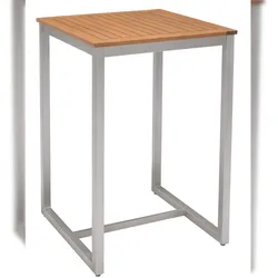 METRO PROFESSIONAL Gastro Stehtisch Lynx, Alu/Eukalyptus, 70 x 70 cm, quadratisch, silber