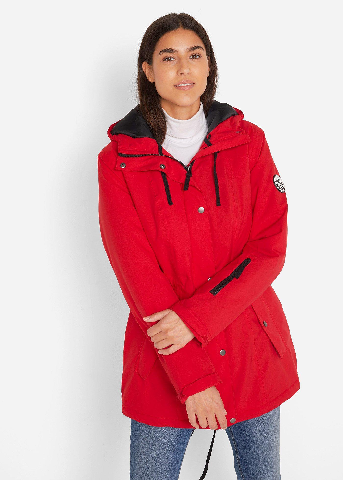 bonprix wasserdichte Funktions-Parka mit Kapuze, rot, Gr.44, Sportlicher Funktions-Parka mit Kapuze