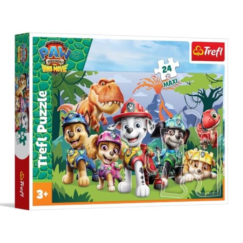 Trefl Paw Patrol Prehistorische vriendschap Maxi-puzzel met 24 stukjes voor kinderen vanaf 3 jaar