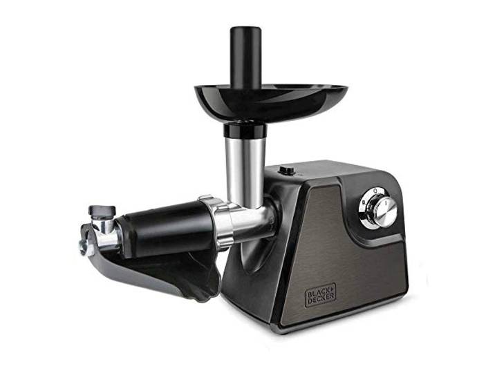 Black+Decker Fleischwolf BXMMA1000E 1000W Leistung Edelstahl Aufsatz für Tomatensauce, spezielle Kibbeh-Öffnung und Wurstzubehör 3 Schneidescheiben