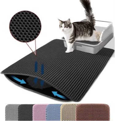 Inspire Picks Double Layer Waterproof Cat Litter Mat For Cleaner Floors & Less Tracking black 55x75cm