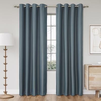 Awesome Home Textured Grid 100% Blackout Grommet Curtain Pair(2 Panels)