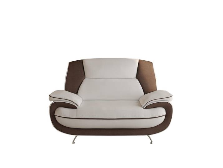 Kaiser Möbel Sessel, Stoff Kronos, Weiß + Braun, Palermo, Holz, 128x89x87 cm, Wohnzimmer, Sessel, Polstersessel