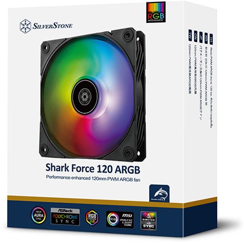 120x120x25mm Silverstone Shark Force Lüfter, ARGB - schwarz