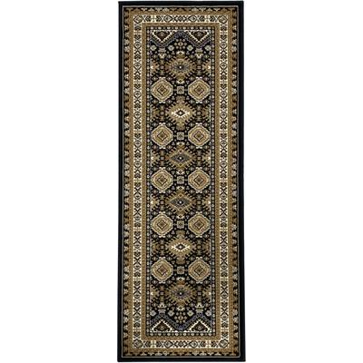 Läufer OTTO HOME "Diantha" Gr. 13, braun (dunkelbraun), B:90cm H:7mm L:250cm, Kunstfaser, Teppiche, Läufer, Orient-Optik, mit Bordüre, Läufer, Brücke, Kurzflor, elegant