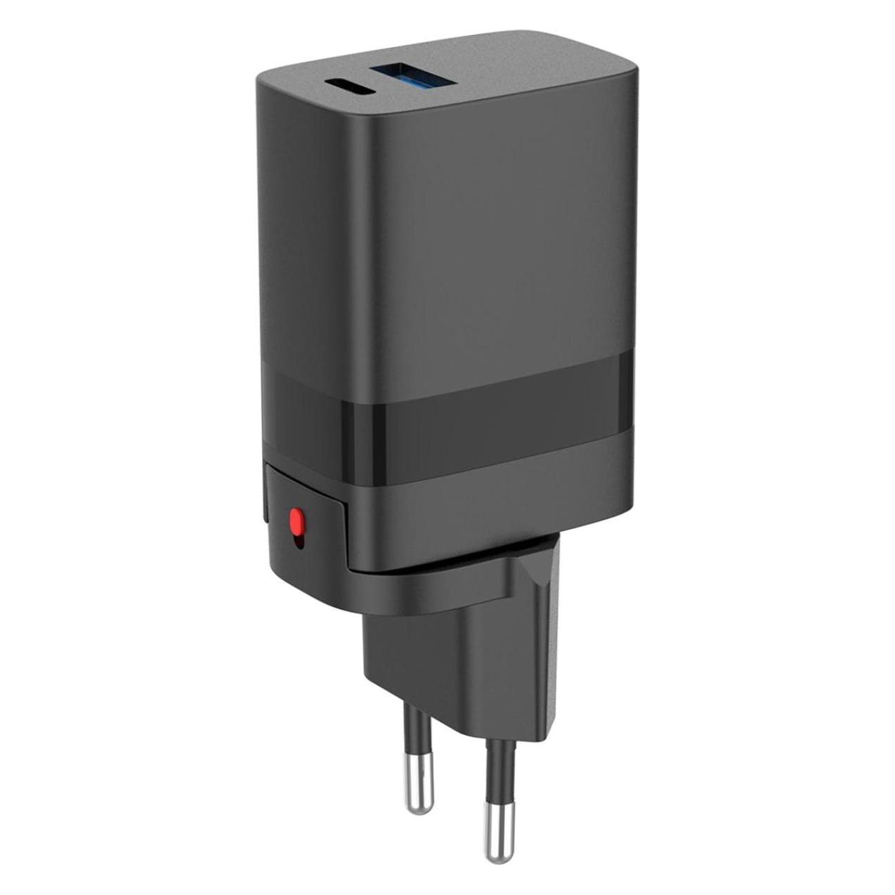 Speedlink Travel Charger USB-A & USB-C 15W for US-UK-EU, black (15 W, 2 Ports) (SL-690203-BK)