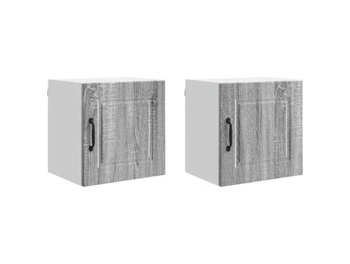 IBUQDDV Wandschrank Porto 2 STK. Graues Sonoma Holzwerkstoff Wandmontage,geräumige Regalböden,Küchenutensilien,Vorräte,klare Linien,minimale Verzierungen