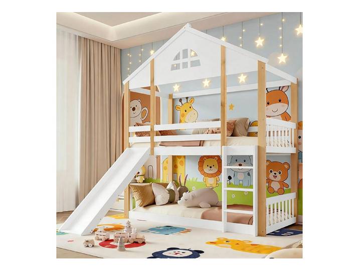 LuxusKollektion Hausbett Kinderbett mit Rutsche 90x200cm