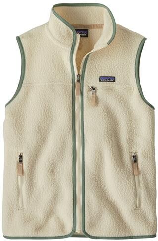 Patagonia Womens Retro Pile Vest, Natural / Ellwood Green XXL