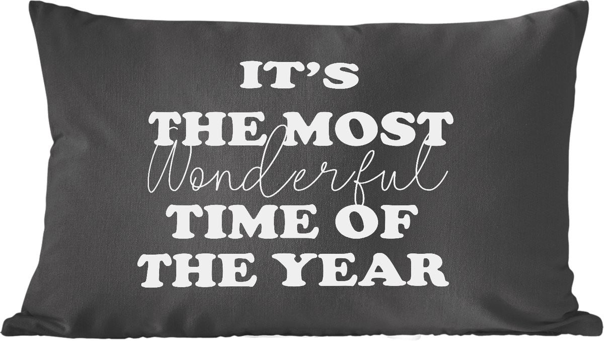 Sierkussen met Kerstquote It's the most wonderful time of the year - 60 x 40 cm