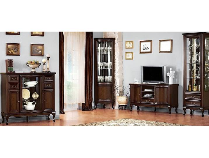 Xlmoebel Wohnzimmer-Set Elegantes Wohnzimmer-Ensemble in Braun mit Glasvitrine, (4-St., 4tlg Wohnzimmer Set (Vitrine + TV-Lowboard + Eckvitrine + Kommode), Hergestellt in Europa