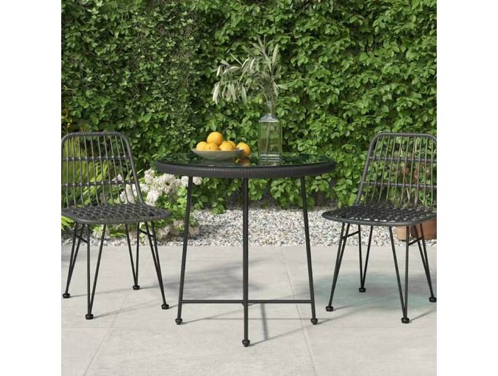Automne/hiver  Noir Table de salle à manger Noir Ø80cm Verre trempé et acier - Hauteur:74cm Nove6290035