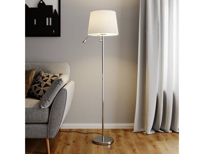 Benjiro Lampadaire White/Chrome - Lindby - Salon / séjour - Moderne - Tissu / textile - Multi-ampoules