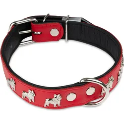 Barry King BarryKing Obroża dla psa, wzór super buldog francuski, 30MM/55CM czerwono/czarna (Hund), Halsband + Leine