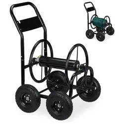relaxdays Schlauchwagen Metall schwarz silber
