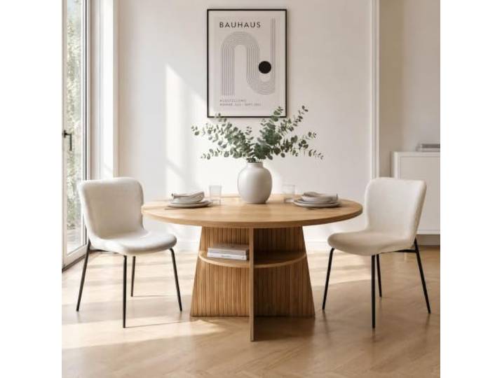 Esszimmer Set – ausziehbarer Tisch + 2 Stühle, 110-150cm, Natur (Cremeweiß) Esstisch Set, ausziehbar 110-150cm, 2 Stühle, Holztisch, platzsparend, 2 Jahre Garantie