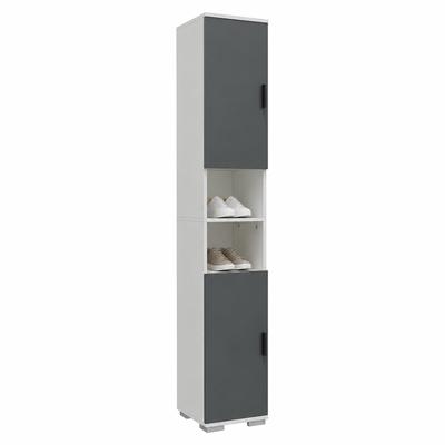 Schuhschrank VCM "Holz schmaler Schuhschrank Dielenmöbel Gados M", schwarz (weiß, anthrazit), B:30cm T:33cm, Obermaterial: 100% Holz Wood., Schränke, Schuhschrank